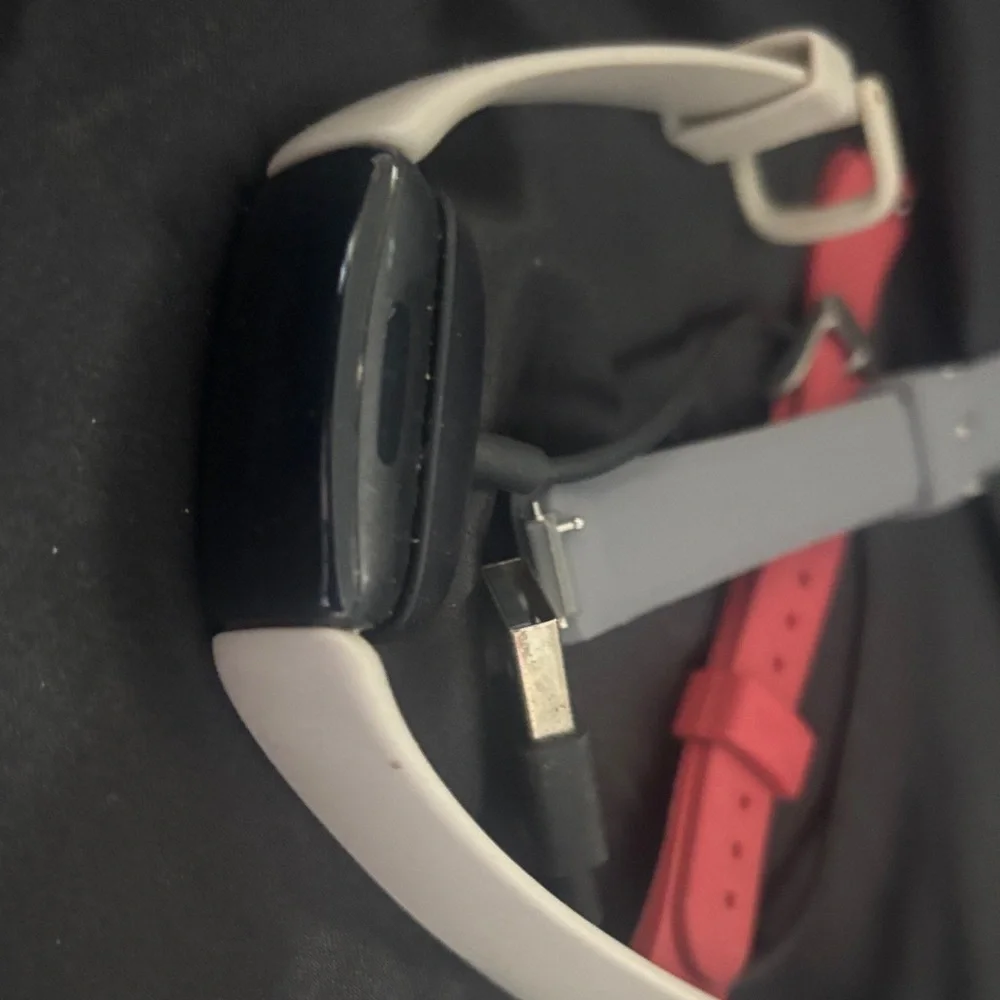 Apple White Fitbit and Extra Red/Grey Silicone Bands with Charger